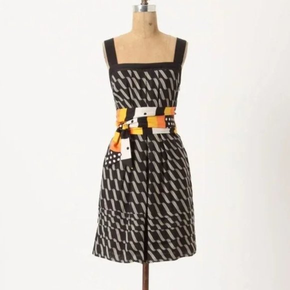 Anthropologie Maeve Dessau Black Tiered Linen Dress - Picture 1 of 12